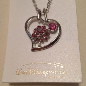 Disney Belle Crystal Rose Necklace